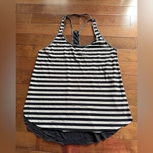 Lululemon water bound singlet scrappy laser cut black & white striped tank